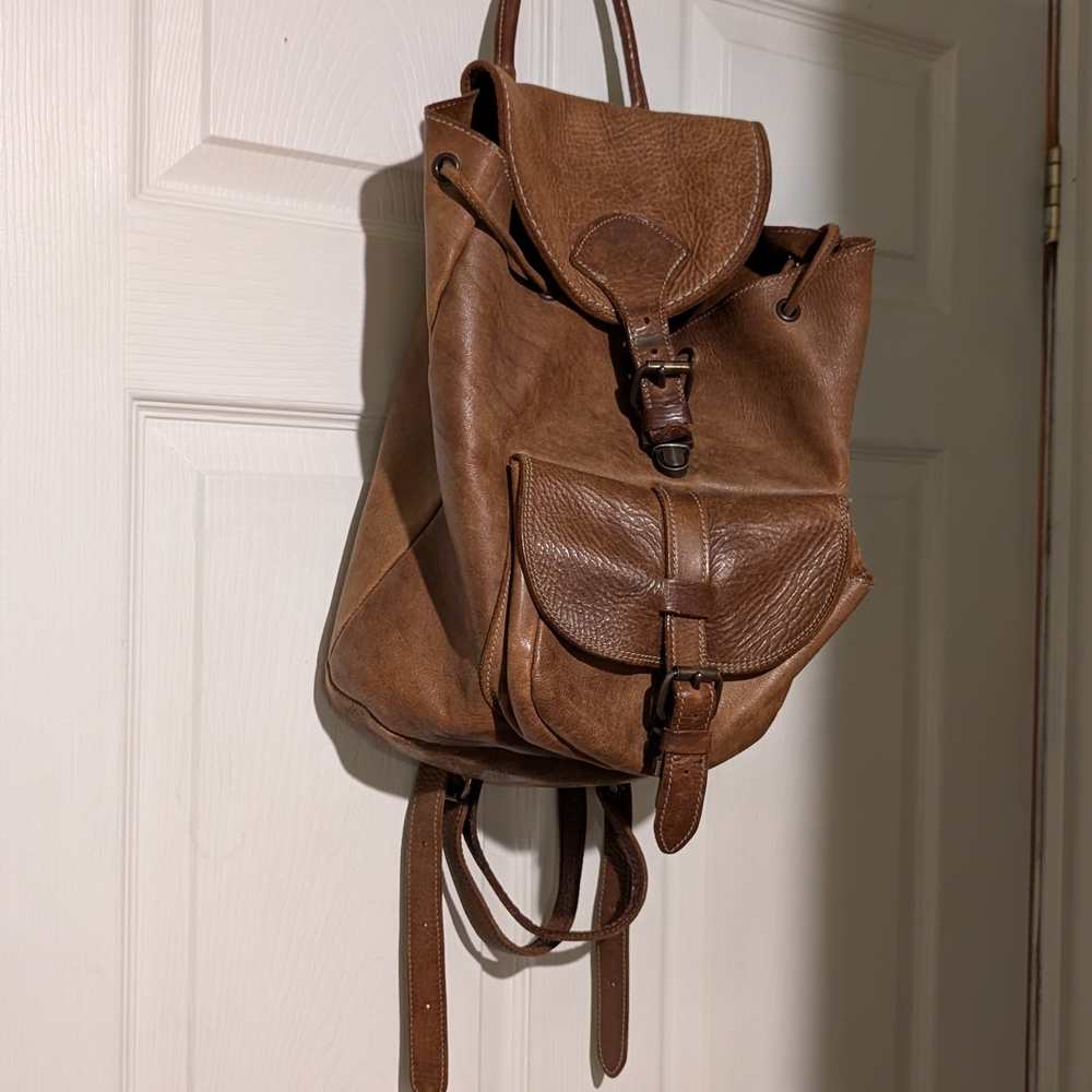 Brown Roots Leather Backpack